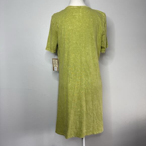 Jess & Jane Green Abstract Floral Cotton Dress Pockets Size Small USA Boho Artsy - Picture 4 of 9